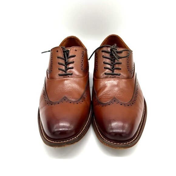 Stacy Adams Men's Macarthur Leather Wingtip Oxford Shoes Color Cognac US 10 M - Picture 1 of 9